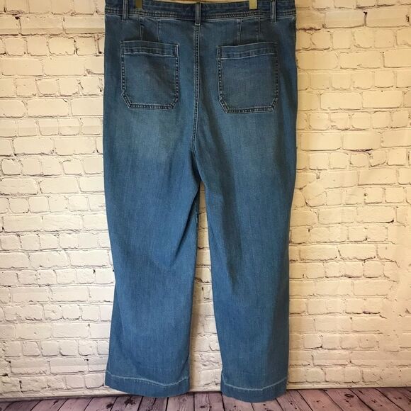 Talbots Classic Light Blue Wide Leg Denim Trouser Jeans High Rise Minimalist 8 - Picture 8 of 14